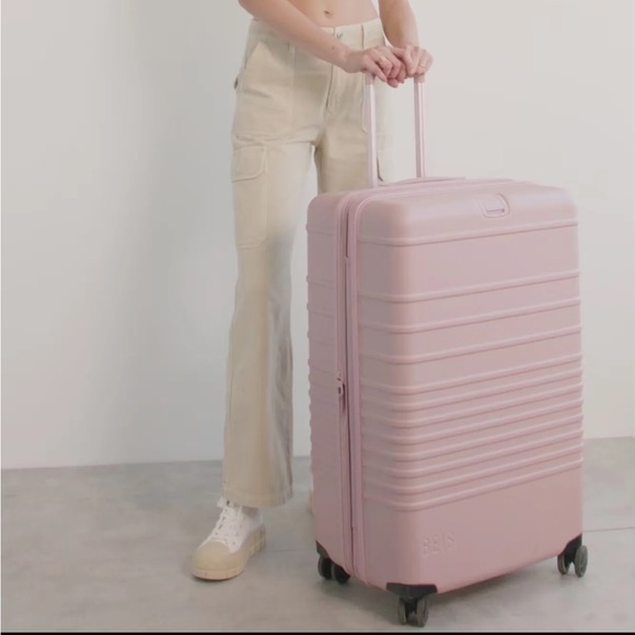 BEIS Bags Beis Atlas Pink 29 Large Check In Suitcase Roller Nwt